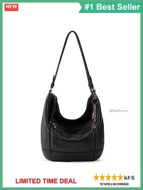 Leather Hobo Shoulder Bag Slouchy Everyday Purse Zip Pocket Large